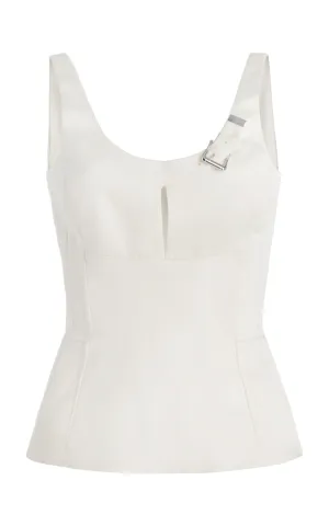Avalon Top in Ivory Silk Linen Satin