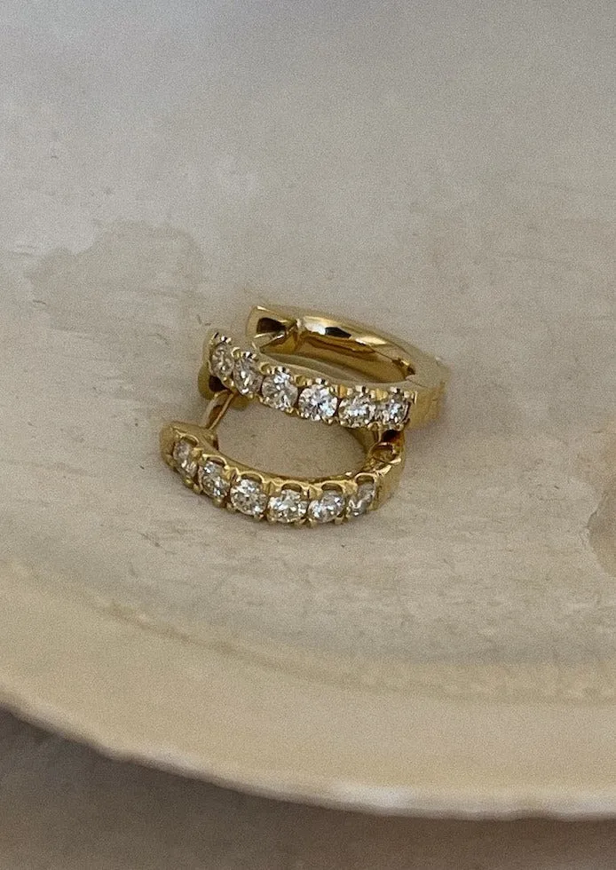 Bold Pavé Huggie Earrings Diamond