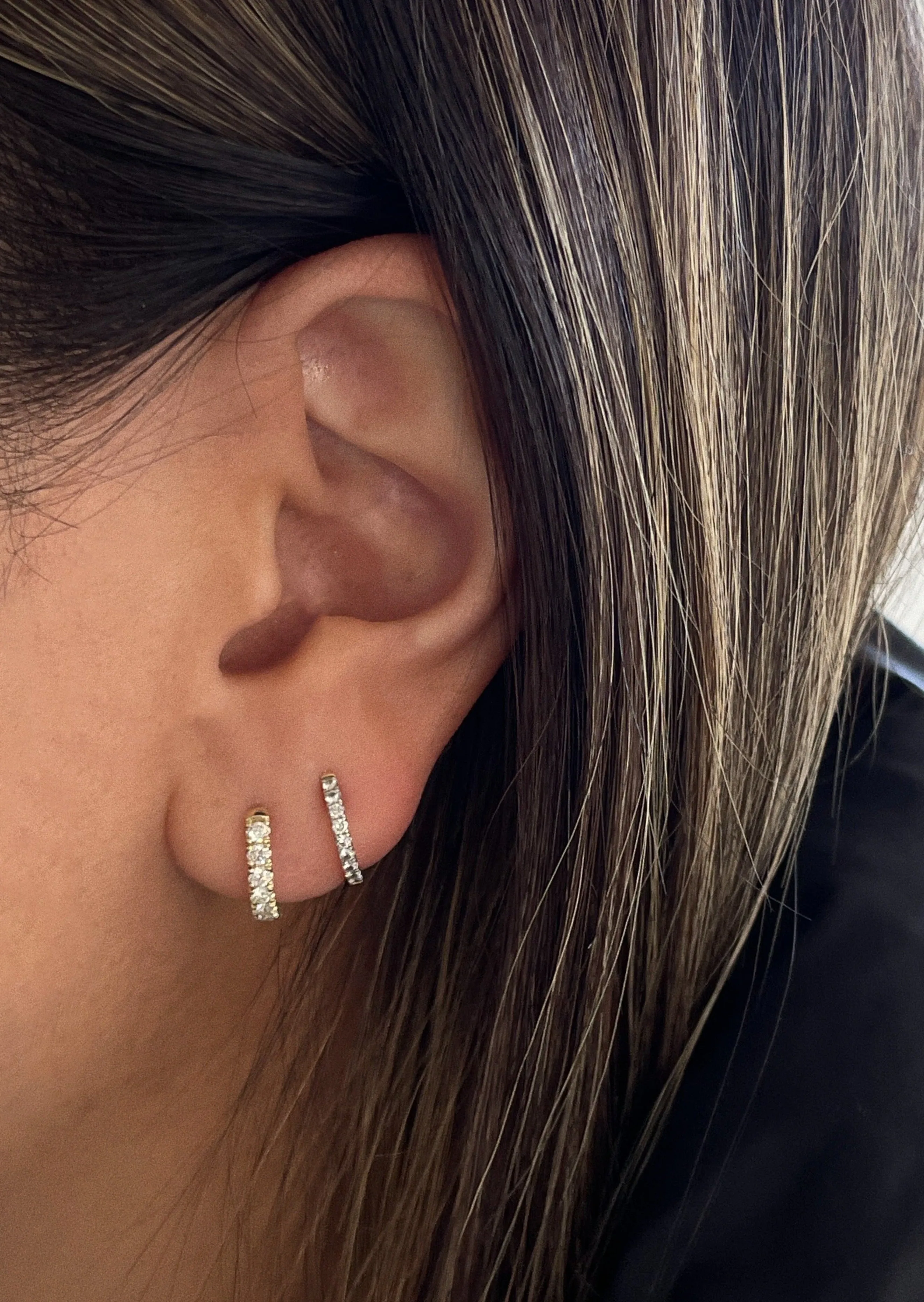 Bold Pavé Huggie Earrings Diamond