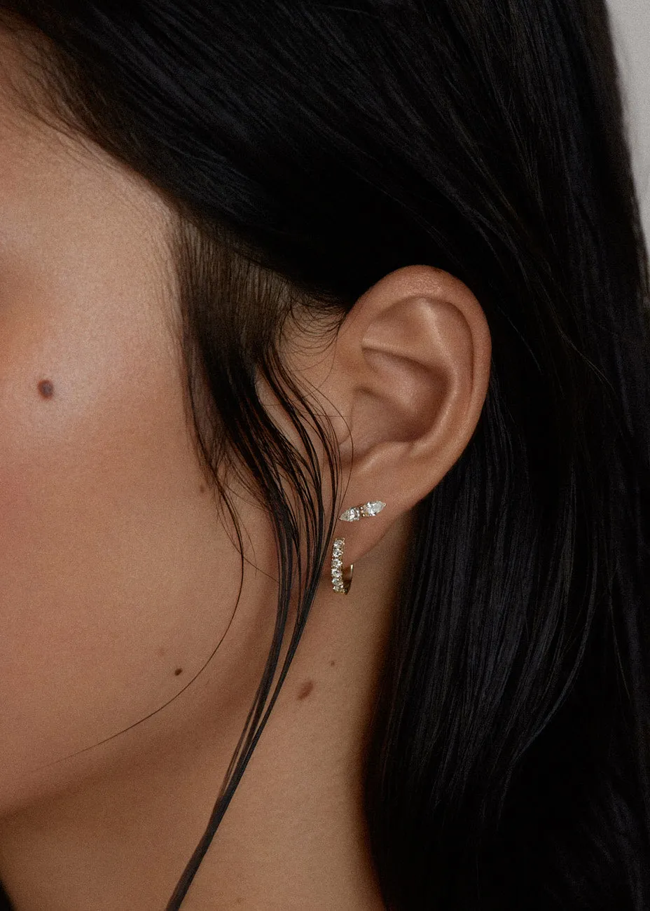 Bold Pavé Huggie Earrings Diamond