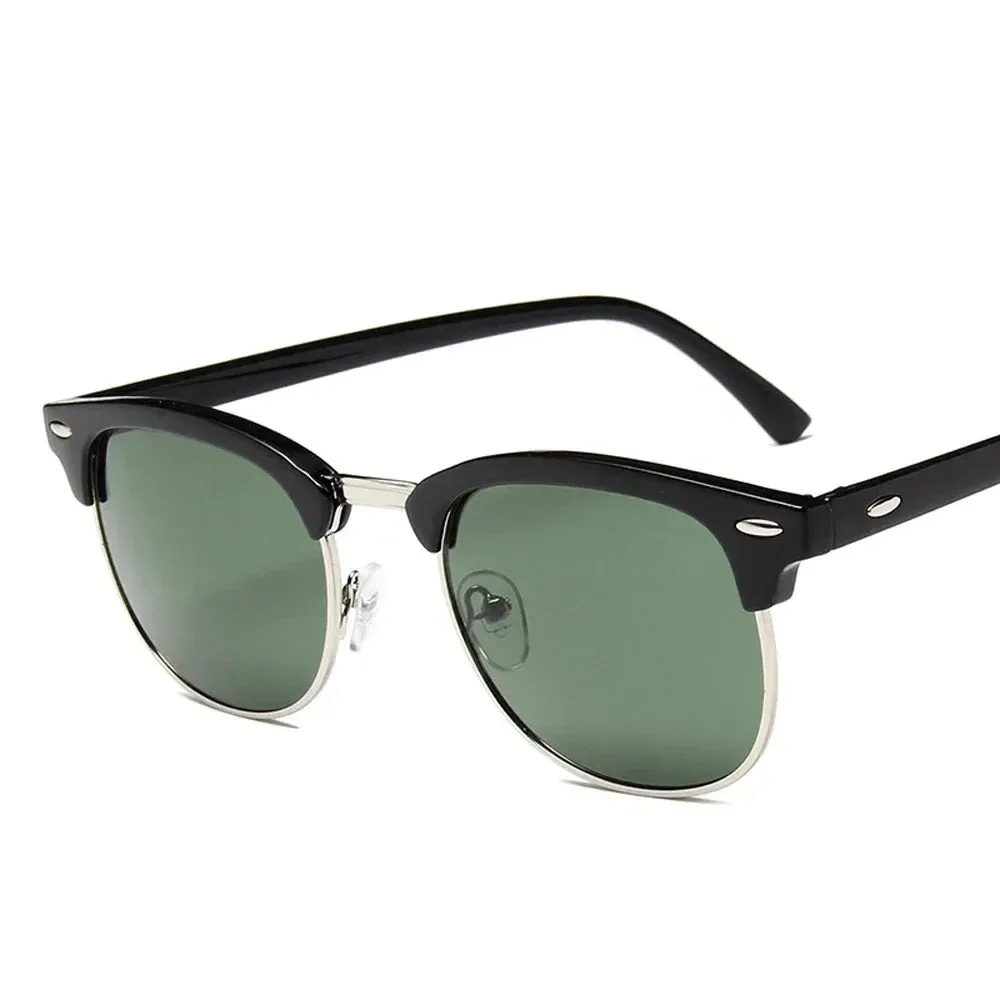 Cruz Retro Clubmaster Sunglasses  Classic Black Frame with UV Lenses
