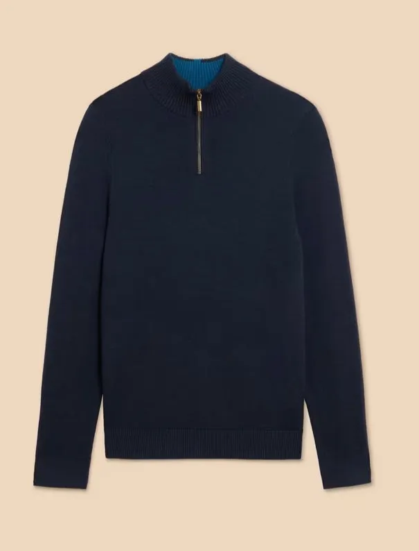 DARK NAVY NEWPORT MERINO FUNNEL JUMPER