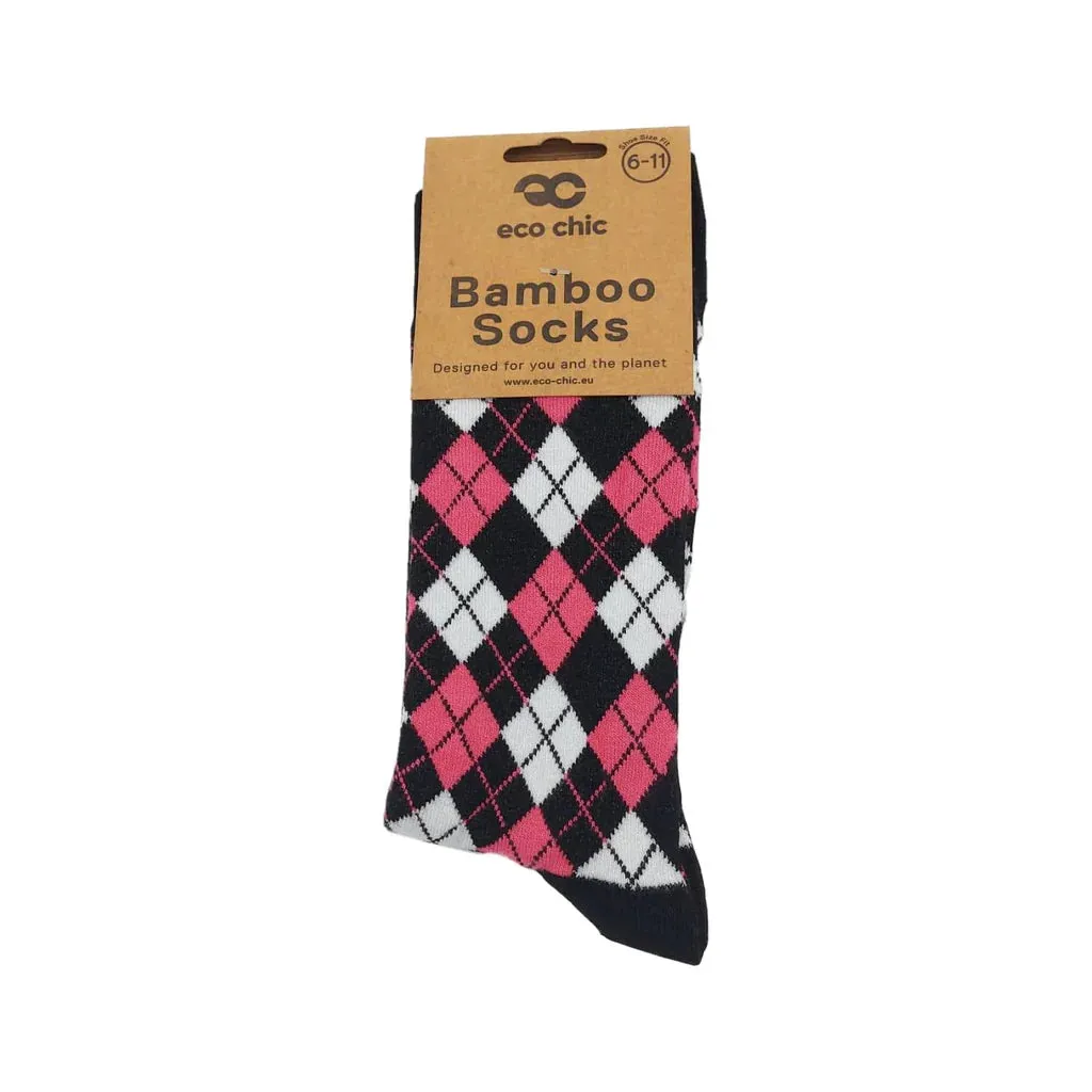 Eco Chic Eco-Friendly Argyle Black Bamboo Socks