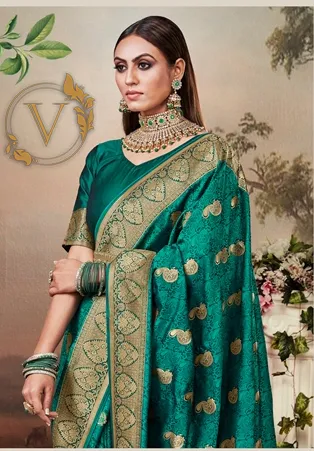 Green Banarasi Jacquard Saree
