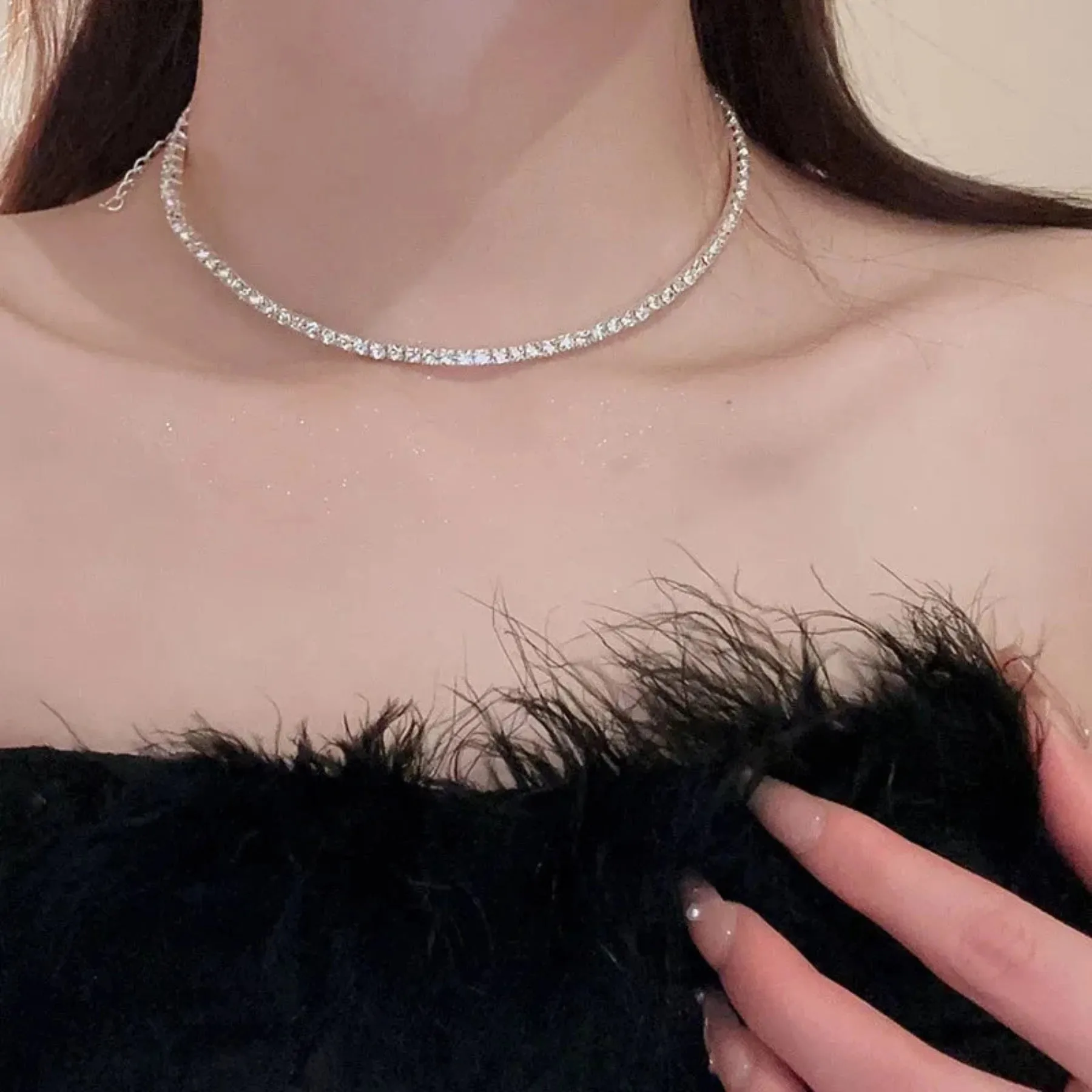 Heart Collar Choker Rhinestone Jewelry Accessories
