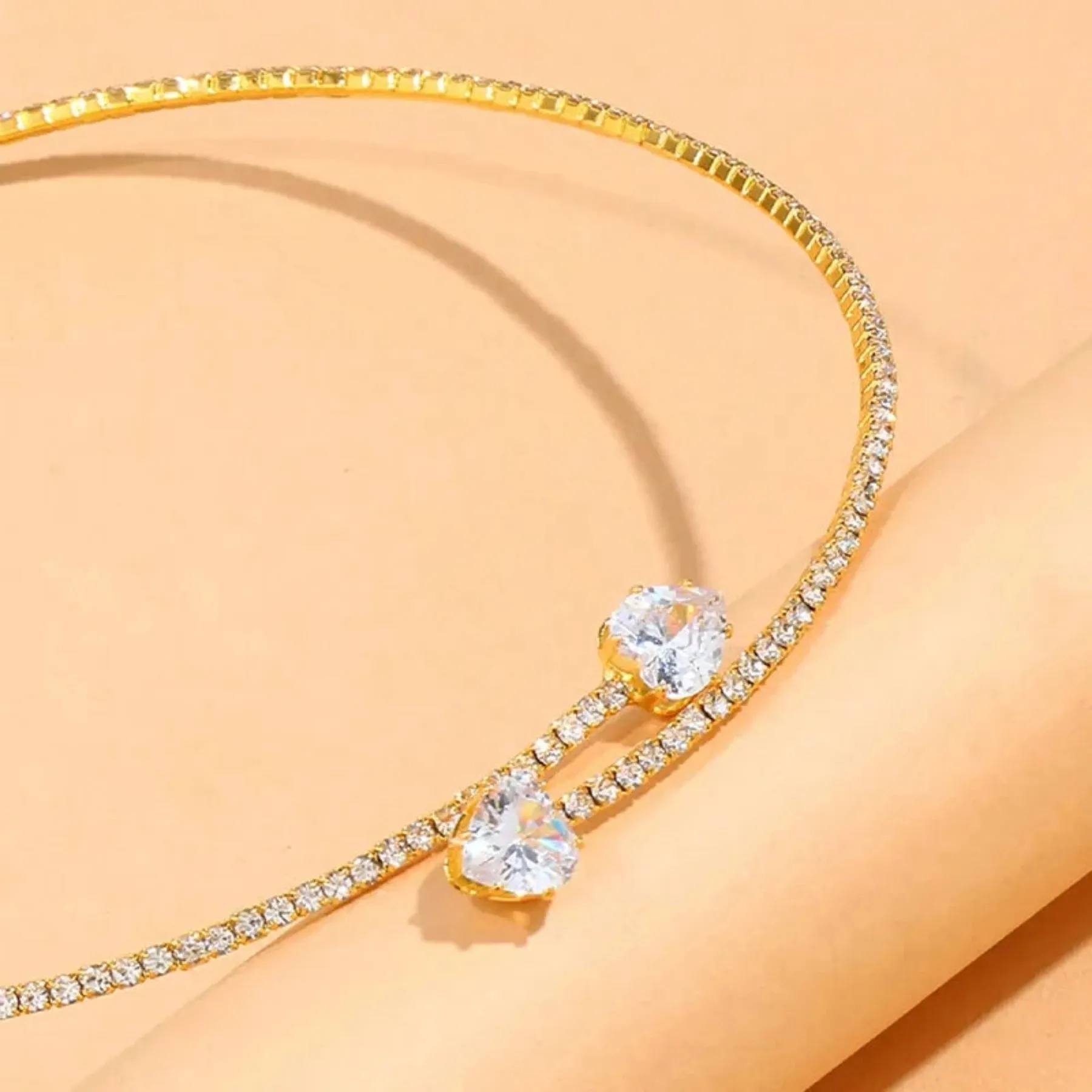 Heart Collar Choker Rhinestone Jewelry Accessories