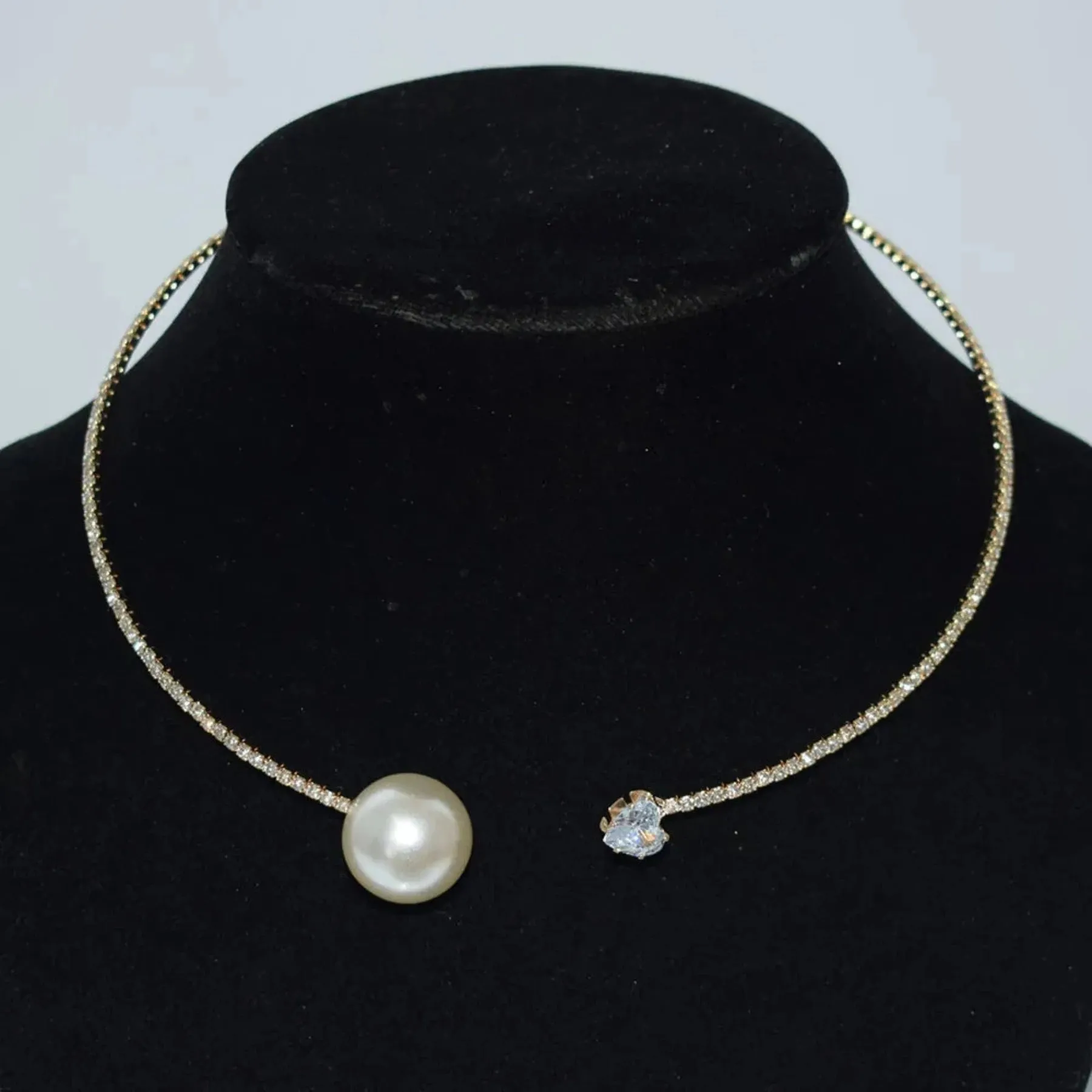 Heart Collar Choker Rhinestone Jewelry Accessories
