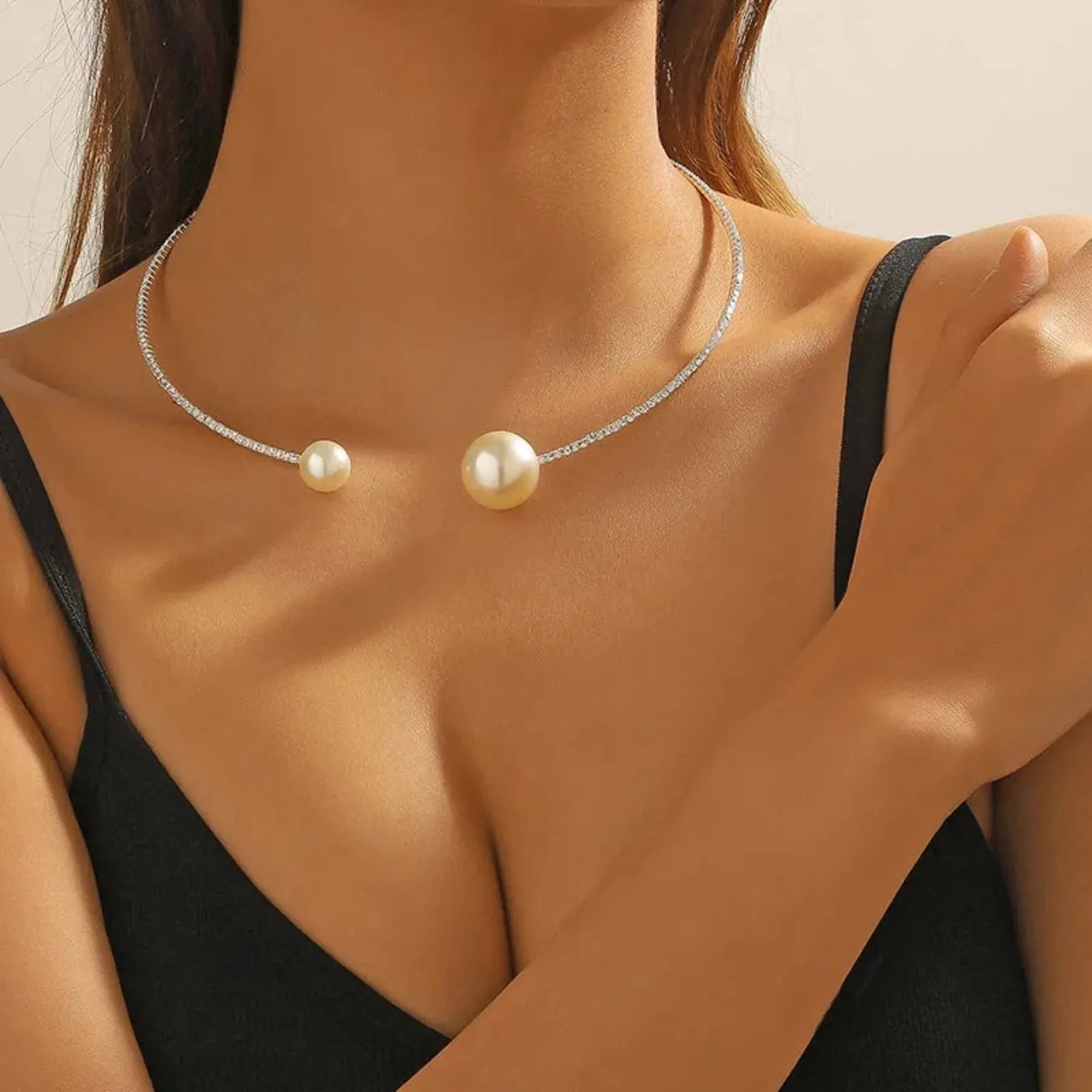 Heart Collar Choker Rhinestone Jewelry Accessories
