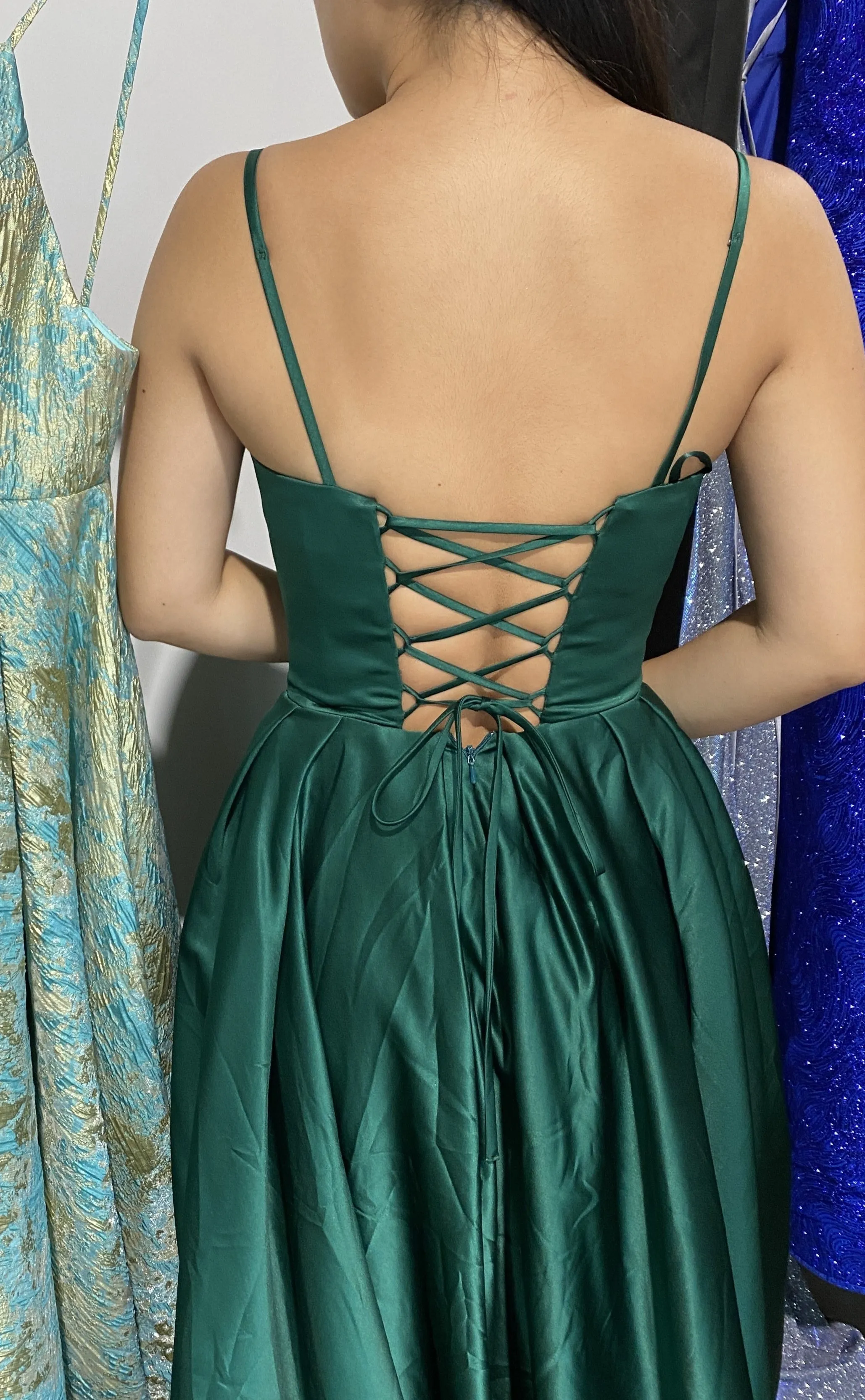Honey Couture DANIELLA V Front Corset Lace Up Back w Skirt Formal Dress