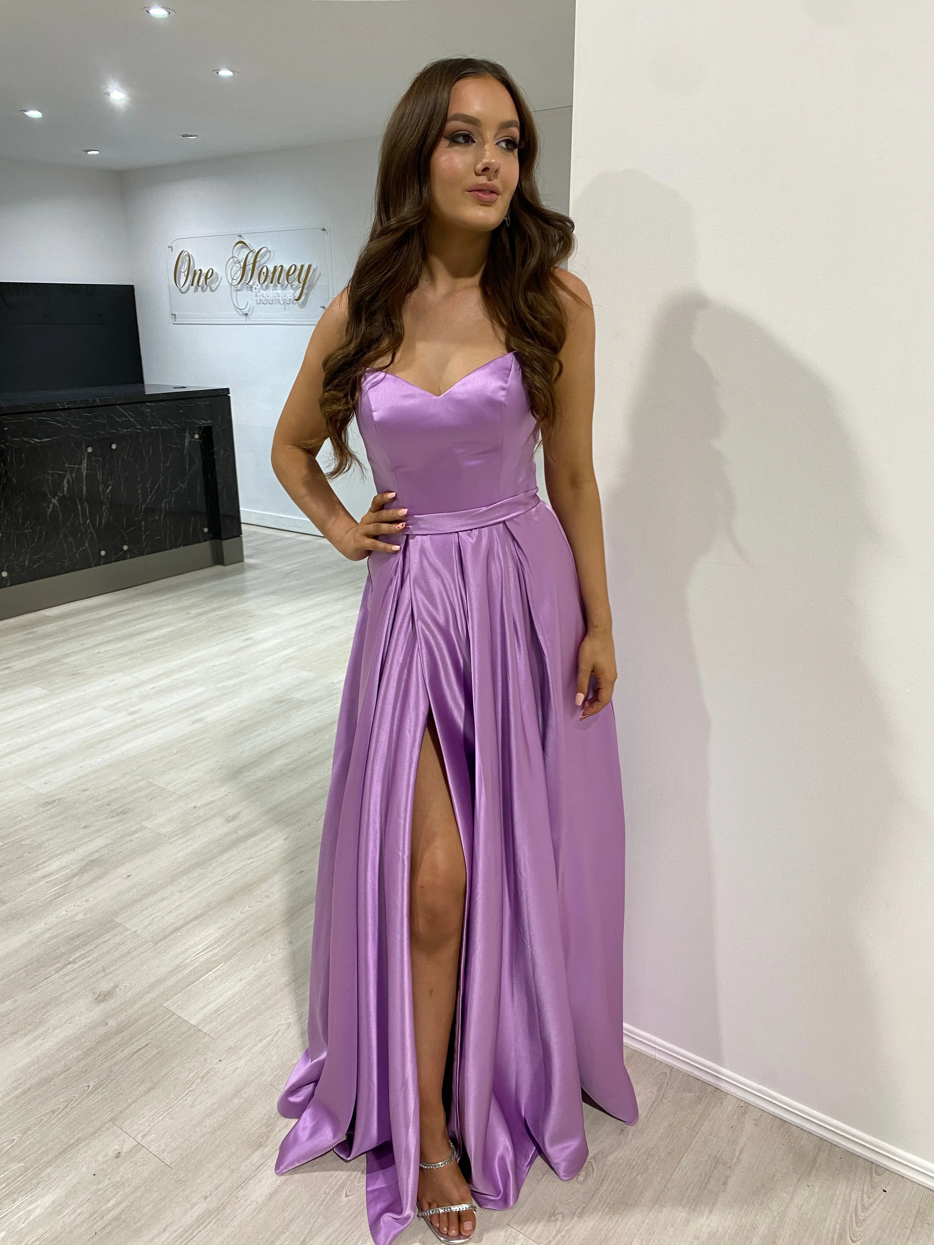 Honey Couture DANIELLA V Front Corset Lace Up Back w Skirt Formal Dress