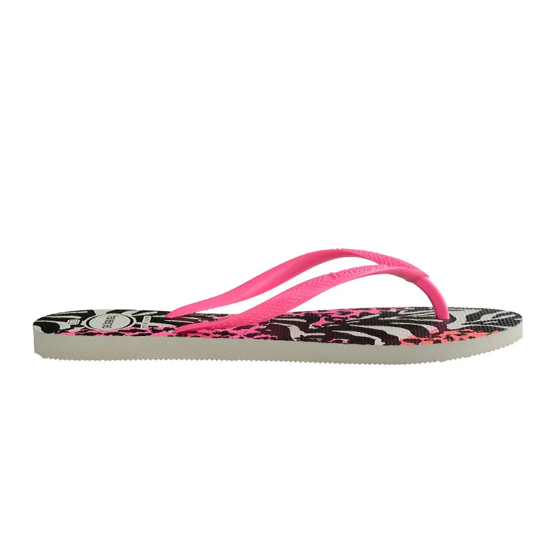 Kids Slim Thongs - Animal Shocking Pink