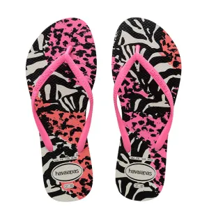Kids Slim Thongs - Animal Shocking Pink