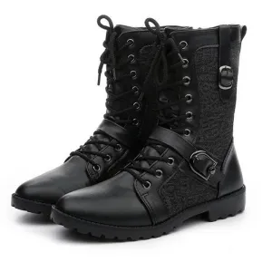 Men's Buckle-Fastening Lace-Up Boots