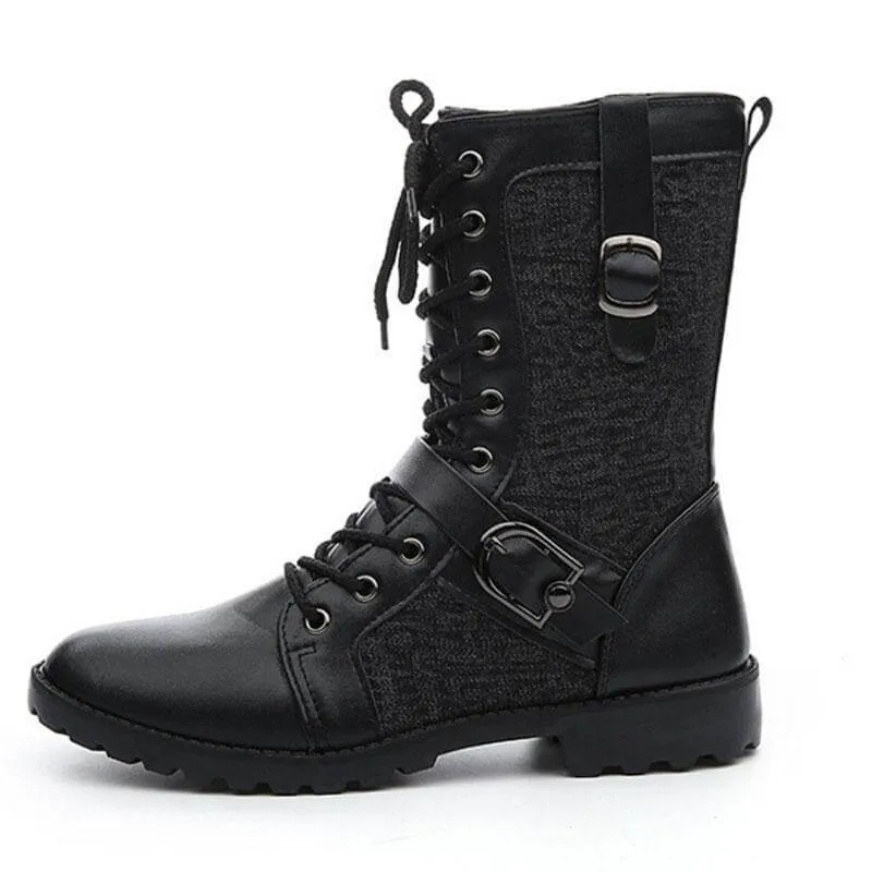 Men's Buckle-Fastening Lace-Up Boots