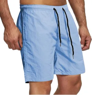 Men's Quick Dry Shorts - Water Resistant Mens Solid Shorts with Elastic Waist