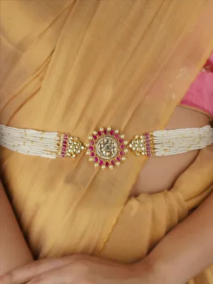 Multicolor Gold Plated Jadau Kundan Waist Belt / Kamarbandh - MWB1M