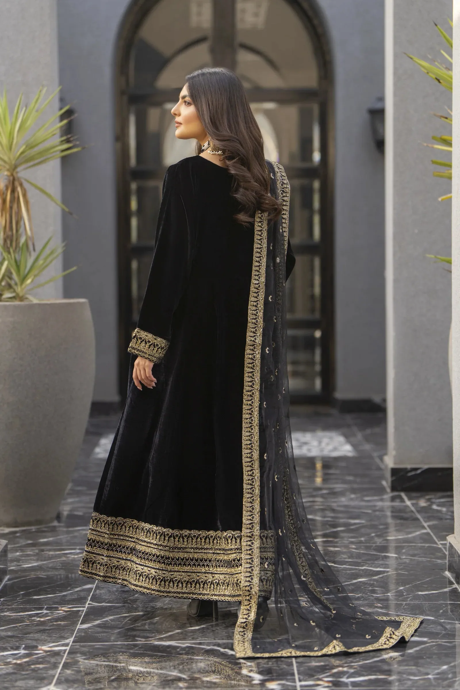 Velvet Noir Long Frock Womenswear by Aleezay  VNA4