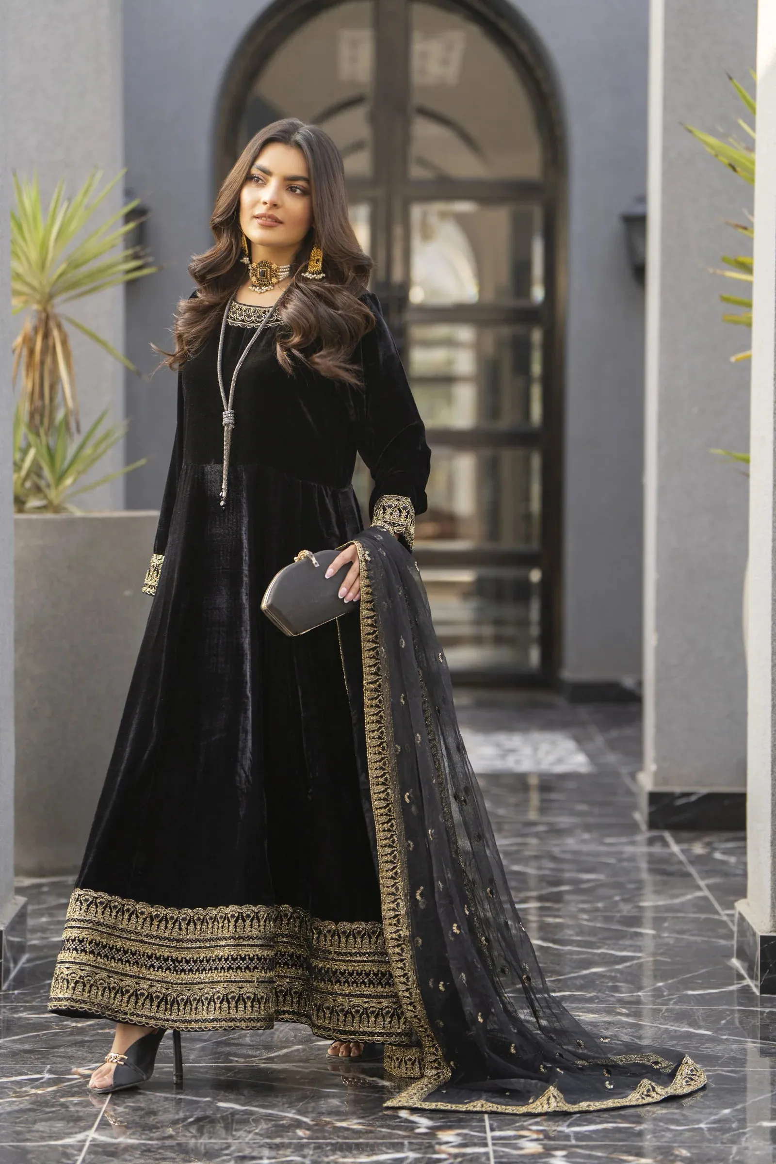 Velvet Noir Long Frock Womenswear by Aleezay  VNA4