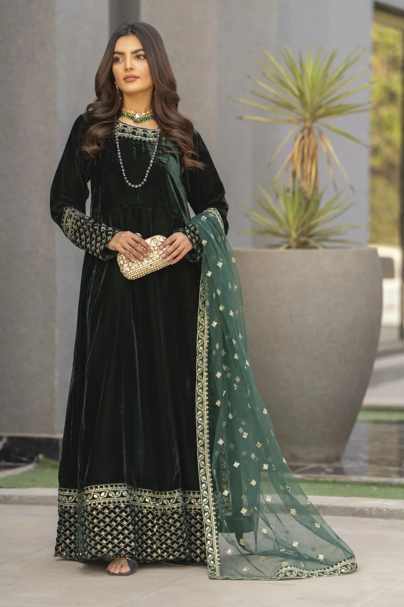 Velvet Noir Long Frock Womenswear by Aleezay  VNA6
