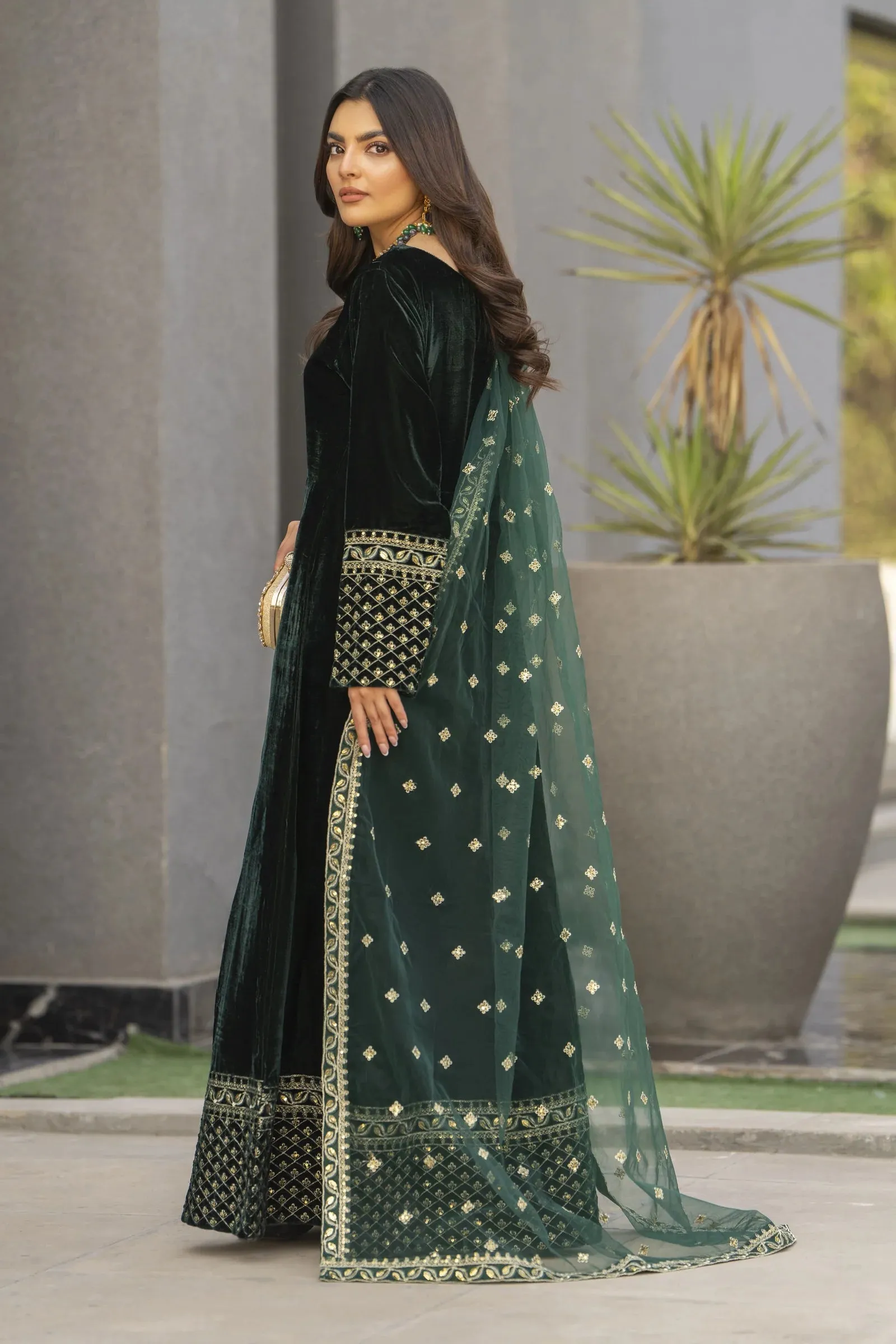 Velvet Noir Long Frock Womenswear by Aleezay  VNA6