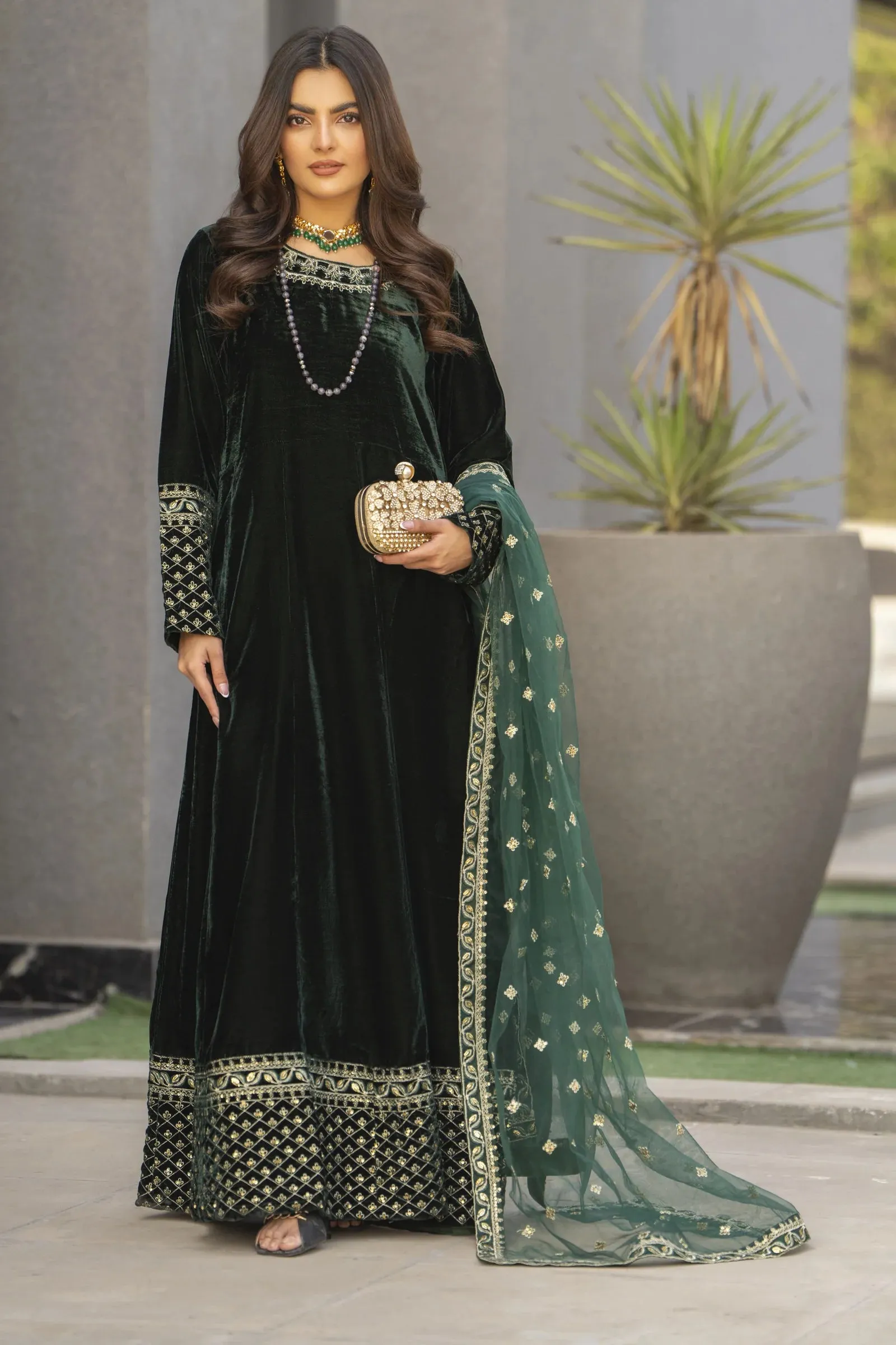 Velvet Noir Long Frock Womenswear by Aleezay  VNA6