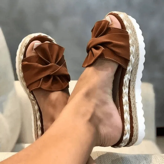 Women's Woven Wedge Heel Sandals: Summer Peep Toe Slides
