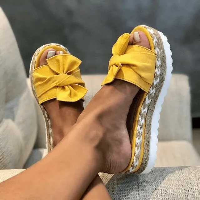 Women's Woven Wedge Heel Sandals: Summer Peep Toe Slides