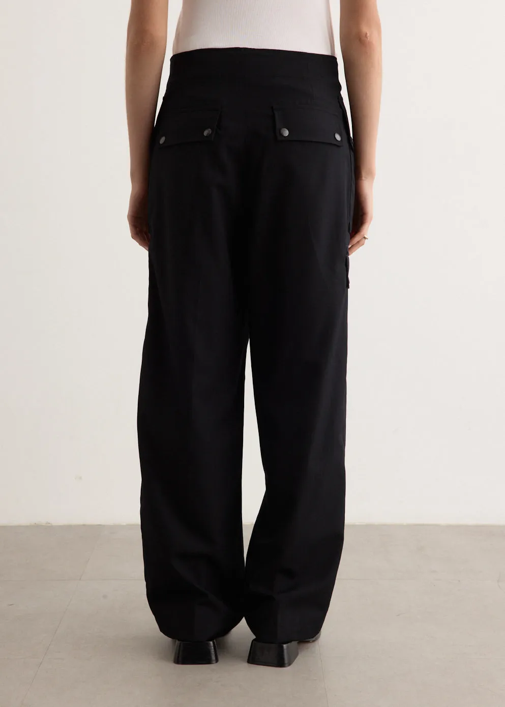 Wool Herringbone Cargo Pants