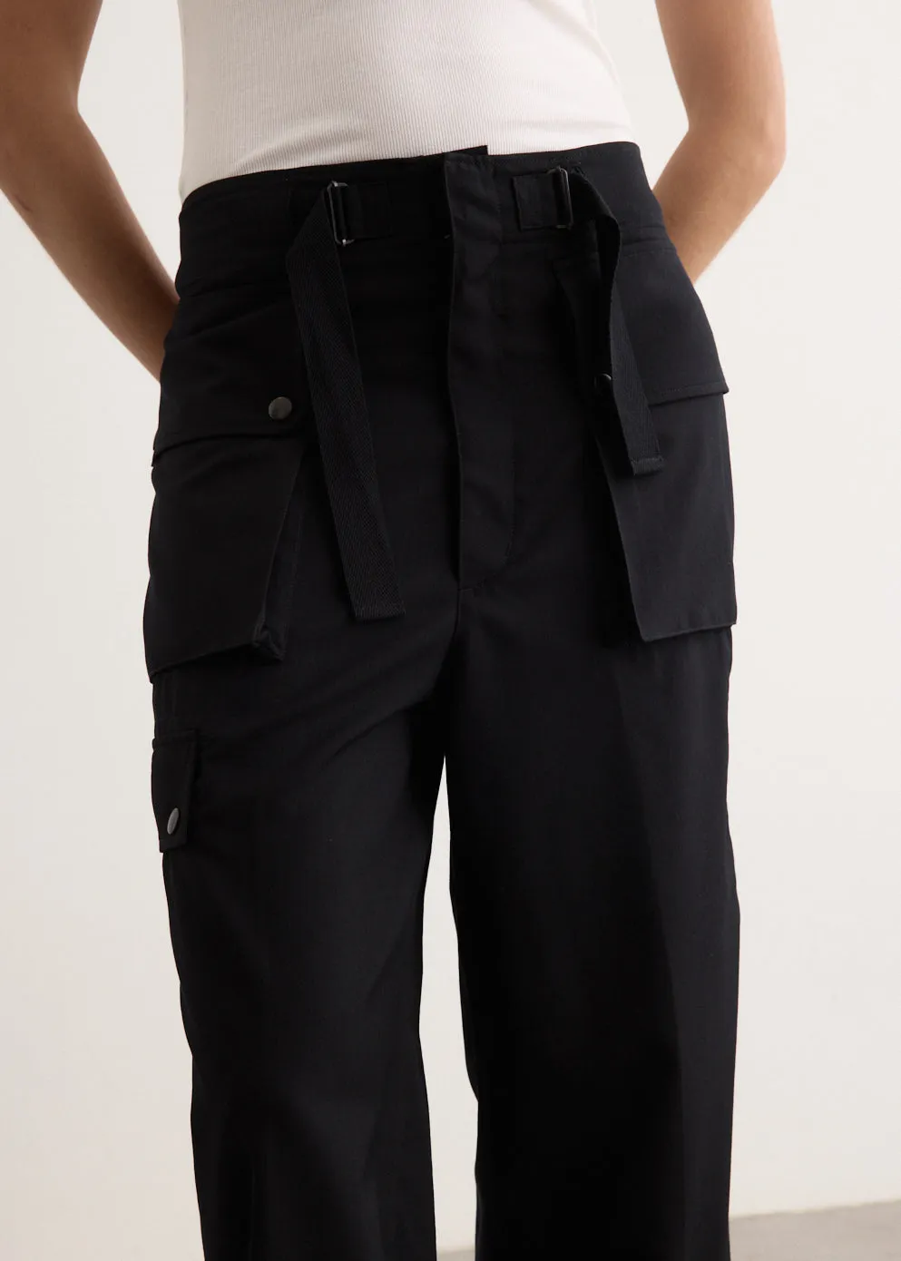 Wool Herringbone Cargo Pants